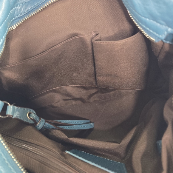 Coach F14707 Zoe Hobo Teal Full-Grain Leather Shoulder Bag Silver Hardware - Picture 11 of 12